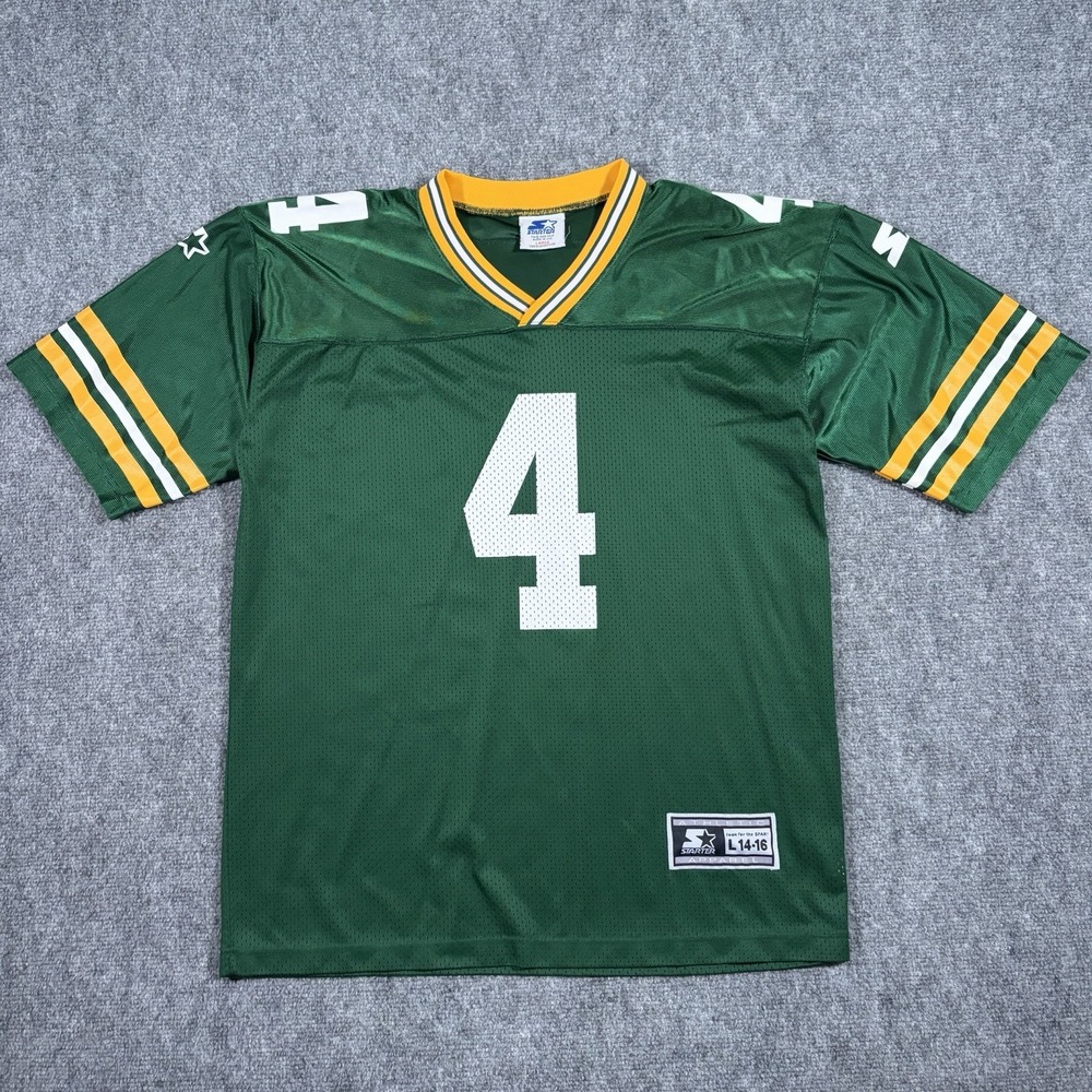 Vtg Brett Favre Jersey Youth Large Starter Green Bay Packers Made In USA NFL 90s